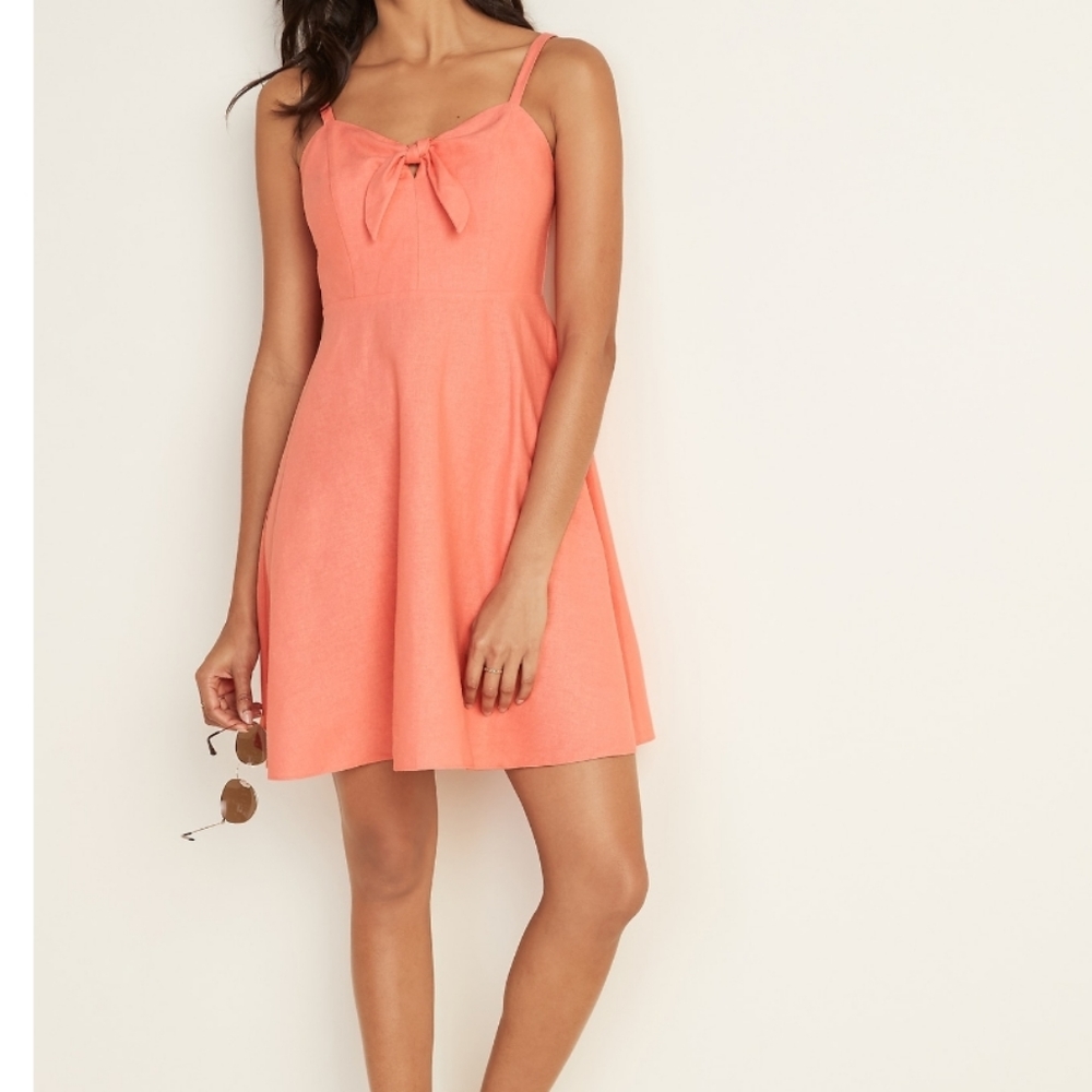 Old Navy Linen Blend Tie-Front Cami Dress